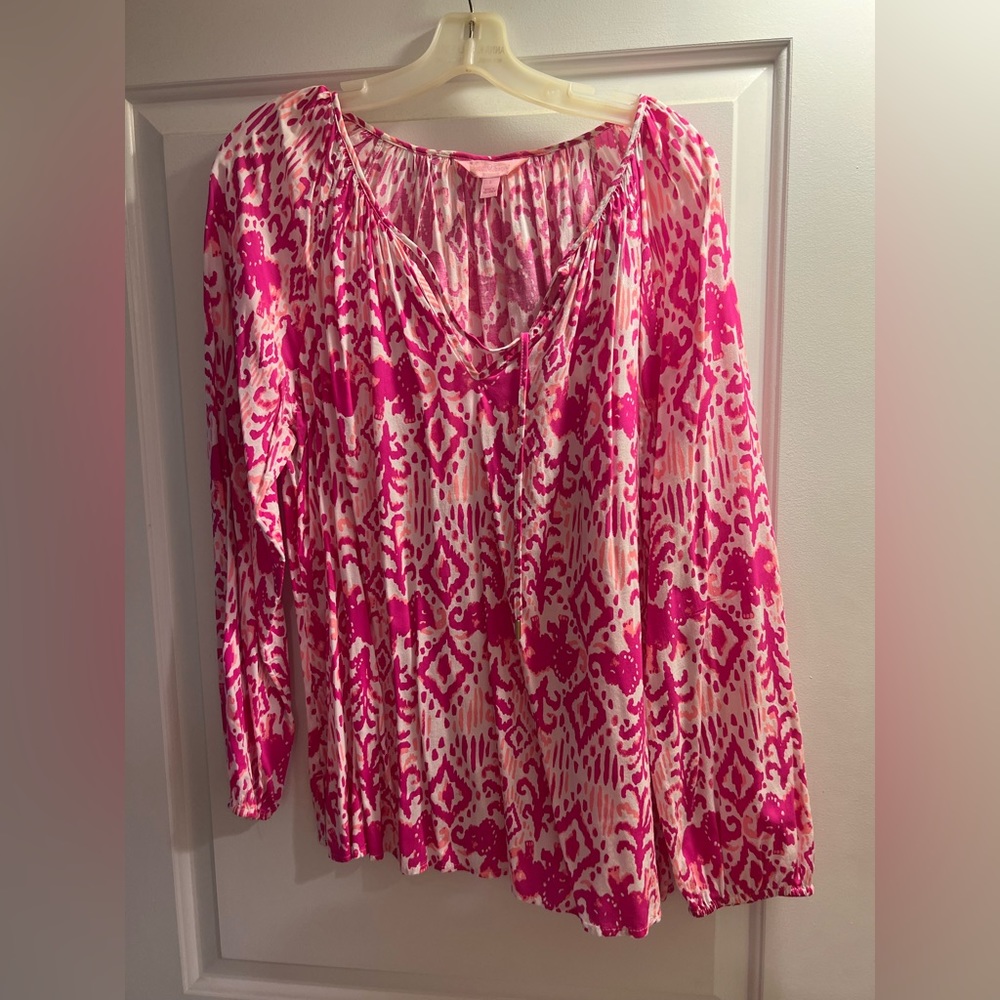 Pink batik Lilly blouse sz L